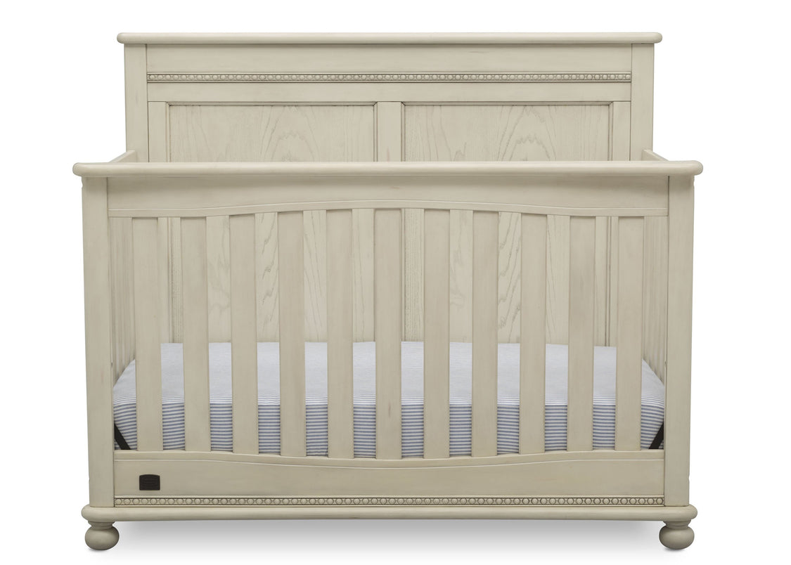 Delta Children Antique White (122) Fontana 4-in-1 Convertible Crib (W337350) Front Facing Silo, a2a