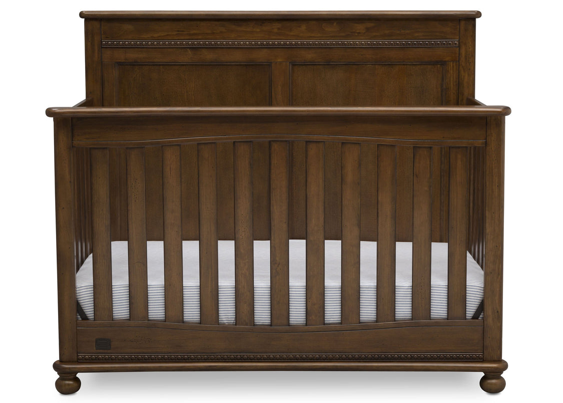 Delta Children Antique Chestnut (2100) Fontana 4-in-1 Convertible Crib (W337350) Front Facing Silo, c2c