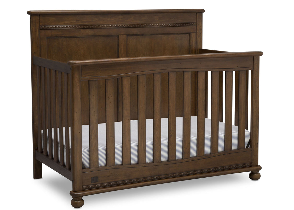 Delta Children Antique Chestnut (2100) Fontana 4-in-1 Convertible Crib (W337350) Right Facing Silo, c3c