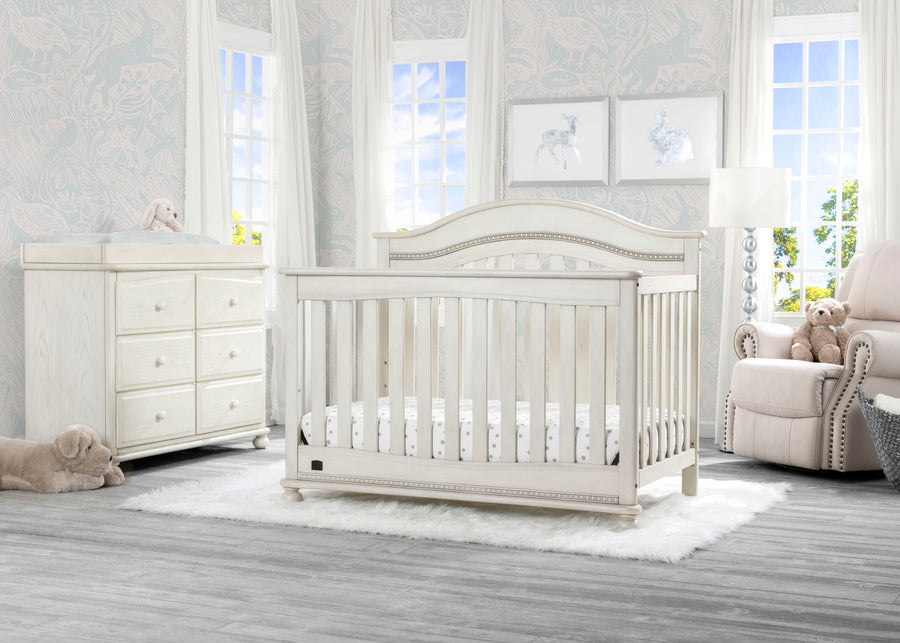 Delta Children Antique White (122) Bristol 4-in-1 Convertible Crib (W337450) Room View, a1a 1-Bristol 4-in-1 Convertible Crib