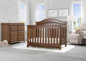 Delta Children Antique Chestnut (2100) Bristol 4-in-1 Convertible Crib (W337450)  Room View, c1c 2-Bristol 4-in-1 Convertible Crib