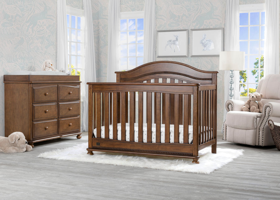 Delta Children Antique Chestnut (2100) Bristol 4-in-1 Convertible Crib (W337450)  Room View, c1c 13-Bristol 4-in-1 Convertible Crib