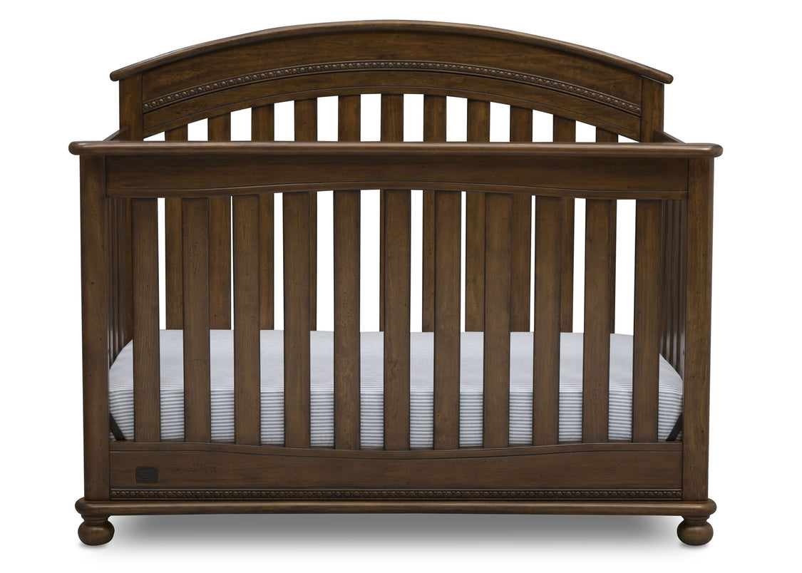Delta Children Antique Chestnut (2100) Aden 4-in-1 Convertible Crib (W337550) Front Facing Silo, c2c