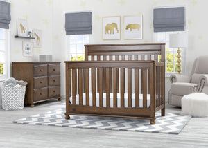 Delta Children Antique Chestnut (2100) Franklin 4-in-1 Convertible Crib (W337650) Room View, c1c 2-Franklin 4-in-1 Convertible Crib