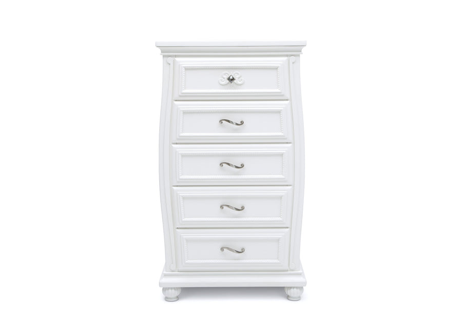 Simmons Kids Bianca White (130) Fairytale 5 Drawer Chest, Front Silo View 2-Fairytale 5 Drawer Chest