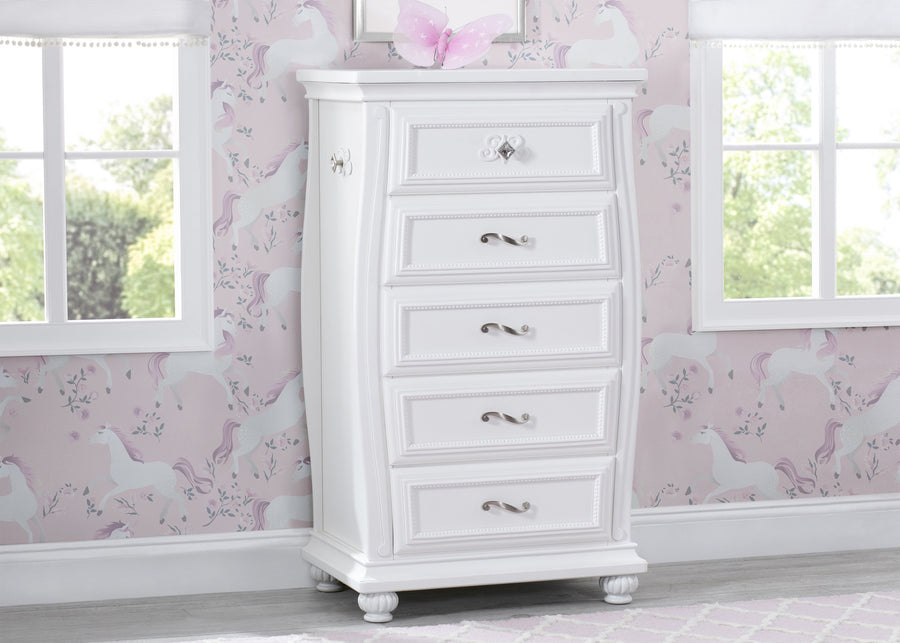 Simmons Kids Bianca White (130) Fairytale 5 Drawer Chest, Hangtag View 1-Fairytale 5 Drawer Chest