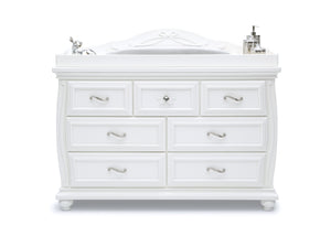 Simmons Kids Bianca White (130) Fairytale 7 Drawer Dresser with Changing Top, Front Silo View 3-Fairytale 7 Drawer Dresser with Changing Top