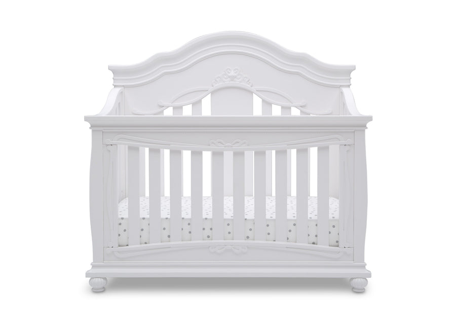 Simmons Kids Bianca White (130) Fairytale 5-in-1 Convertible Crib with Conversion Rails, Front Crib Silo View 3-Fairytale 5-in-1 Convertible Crib with Conversion Rails