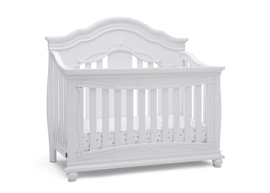 Simmons Kids Bianca White (130) Fairytale 5-in-1 Convertible Crib with Conversion Rails, Right Crib Silo View 9-Fairytale 5-in-1 Convertible Crib with Conversion Rails