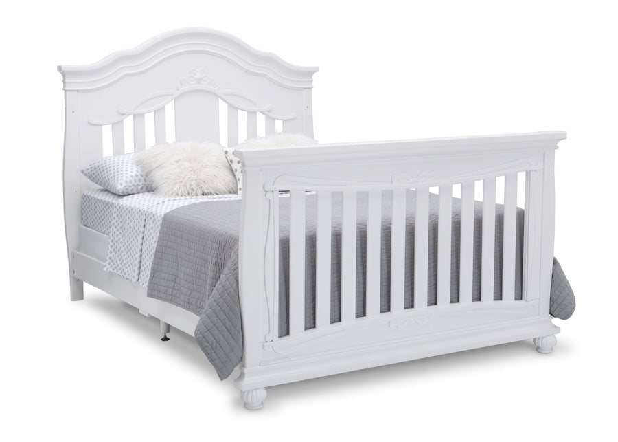 Simmons Kids Bianca White (130) Fairytale 5-in-1 Convertible Crib with Conversion Rails, Right Full Bed with Headboard and Footboard Silo View 8-Fairytale 5-in-1 Convertible Crib with Conversion Rails