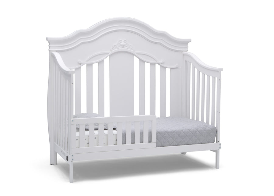 Simmons Kids Bianca White (130) Fairytale 5-in-1 Convertible Crib with Conversion Rails, Right Toddler Bed Silo View 4-Fairytale 5-in-1 Convertible Crib with Conversion Rails