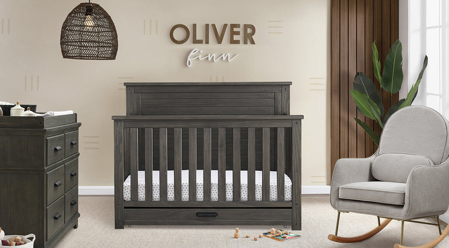 Caden 6-in-1 Rustic Grey Crib with Trundle Drawer 1-Caden Collection