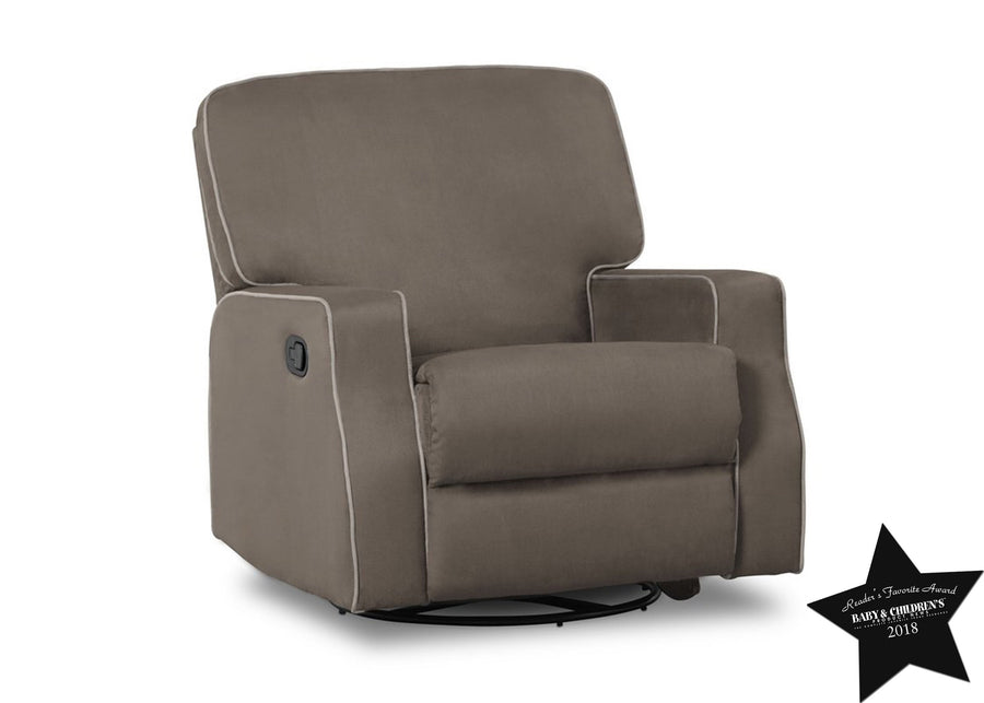 Delta Children Graphite with Dove Welt (944) Carson Nursery Recliner Swivel Glider Chair (W3520210C), With Seal, c5c 11-Carson Nursery Recliner Swivel Glider Chair