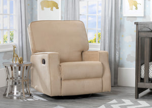 Delta Children Beige (276) Carson Nursery Recliner Swivel Glider Chair (W3520210C), Hangtag, a1a 10-Carson Nursery Recliner Swivel Glider Chair
