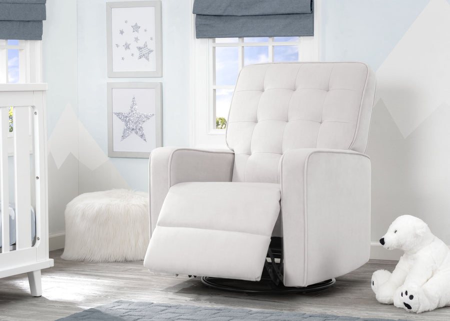 Delta Children Linen (150) Graham Nursery Glider Swivel Recliner, Room Reclined View 7-Graham Nursery Glider Swivel Recliner Featuring LiveSmart Fabric by Culp
