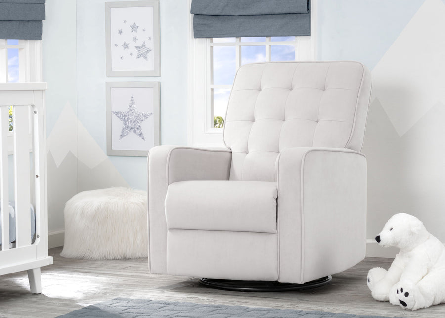 Delta Children Linen (150) Graham Nursery Glider Swivel Recliner, Room View 1-Graham Nursery Glider Swivel Recliner Featuring LiveSmart Fabric by Culp