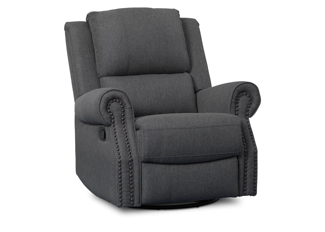 Delta Children Charcoal (931) Dexter Nursery Recliner Swivel Glider Chair (W2524310C), Right View, c2c
