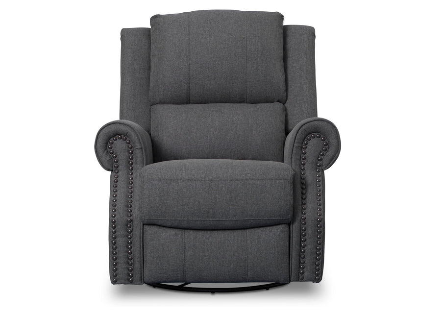 Delta Children Charcoal (931) Dexter Nursery Recliner Swivel Glider Chair (W2524310C), Front View, c3c 11-Dexter Nursery Recliner Swivel Glider Chair