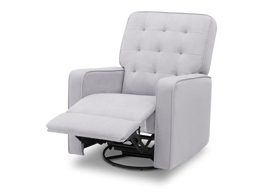 Delta Children Linen (150) Garrison Nursery Glider Swivel Recliner, Left Reclined Silo View 7-Garrison Nursery Glider Swivel Recliner Featuring LiveSmart Fabric by Culp