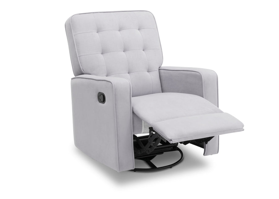 Delta Children Linen (150) Graham Nursery Glider Swivel Recliner, Right Reclined Silo View 4-Graham Nursery Glider Swivel Recliner Featuring LiveSmart Fabric by Culp