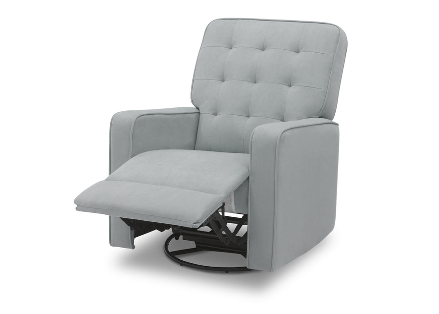 Delta Children Mist (934) Garrison Nursery Glider Swivel Recliner, Left Reclined Silo View 21-Garrison Nursery Glider Swivel Recliner Featuring LiveSmart Fabric by Culp