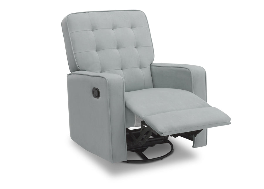 Delta Children Mist (934) Garrison Nursery Glider Swivel Recliner, Right Reclined Silo View 19-Garrison Nursery Glider Swivel Recliner Featuring LiveSmart Fabric by Culp