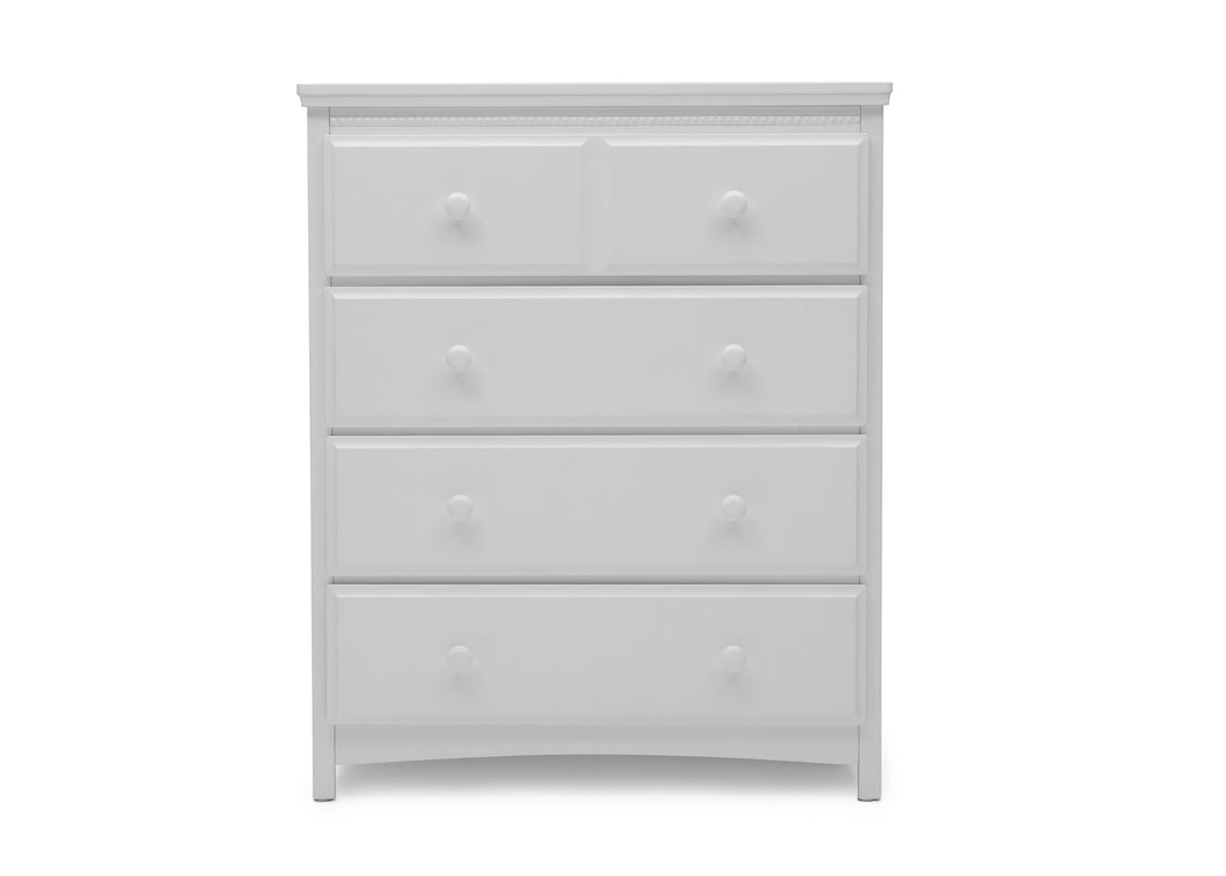 Delta Children Bianca White (130) Emerson 4 Drawer Chest, Front Silo View