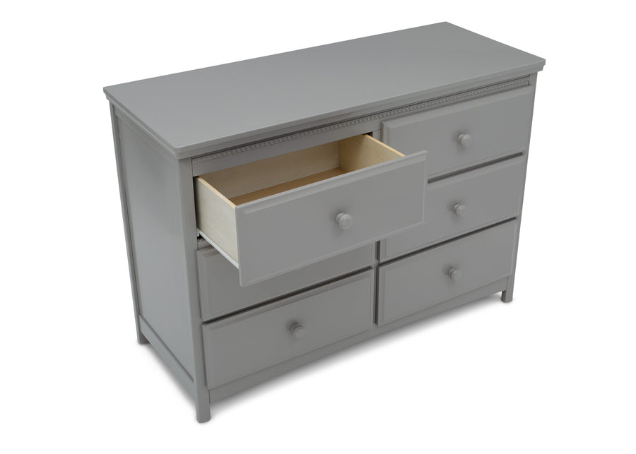 Delta Children Grey (026) Emerson 6 Drawer Dresser, Open Drawer View 4-Emerson 6 Drawer Dresser