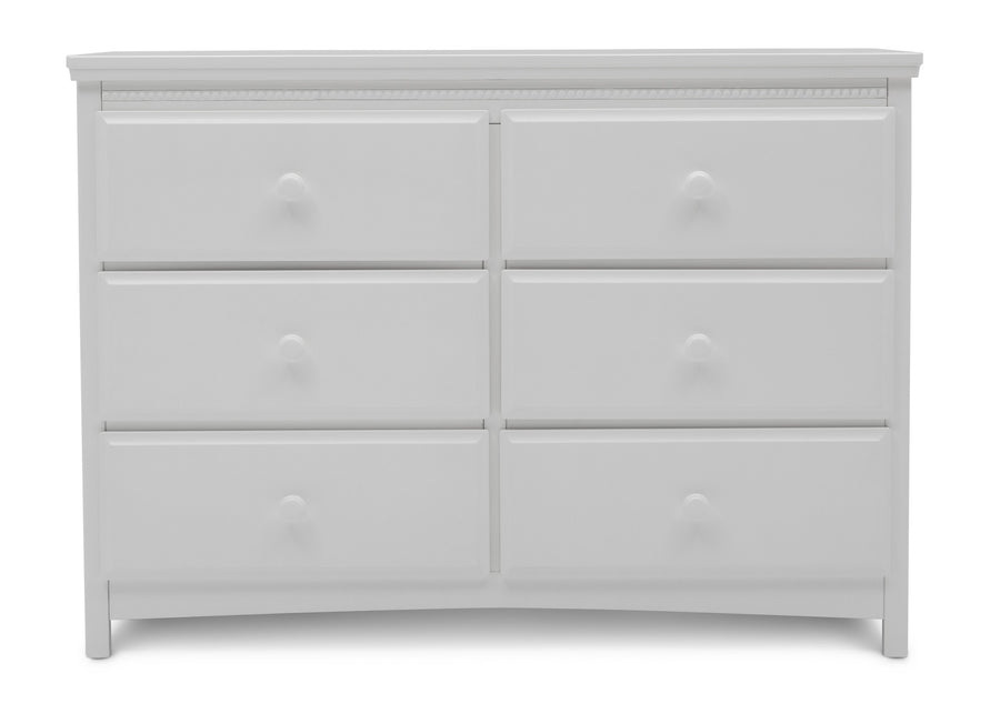 Delta Children Bianca White (130) Emerson 6 Drawer Dresser, Front Silo View 11-Emerson 6 Drawer Dresser