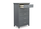 Simmons Kids Charcoal Grey (029) Avery 5 Drawer Chest, Right Silo Open Drawer View 5-Avery 5 Drawer Chest