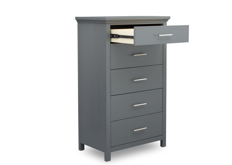 Simmons Kids Charcoal Grey (029) Avery 5 Drawer Chest, Right Silo Open Drawer View 5-Avery 5 Drawer Chest