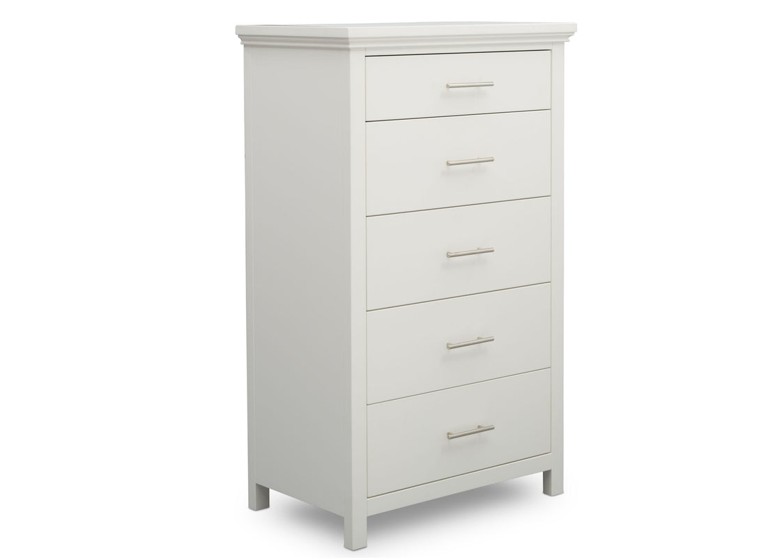 Simmons Kids Bianca White (130) Avery 5 Drawer Chest, Right Silo View