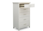 Simmons Kids Bianca White (130) Avery 5 Drawer Chest, Right Silo Open Drawer View 10-Avery 5 Drawer Chest