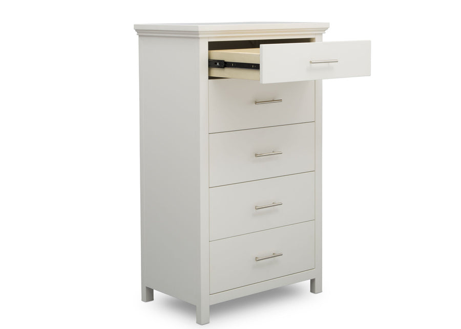 Simmons Kids Bianca White (130) Avery 5 Drawer Chest, Right Silo Open Drawer View 10-Avery 5 Drawer Chest
