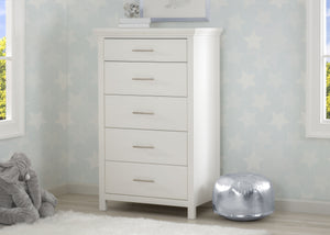 Simmons Kids Bianca White (130) Avery 5 Drawer Chest, Hangtag View 1-Avery 5 Drawer Chest