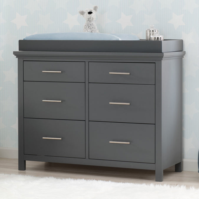 Charcoal Grey (029) 7-Avery 6 Drawer Dresser with Changing Top