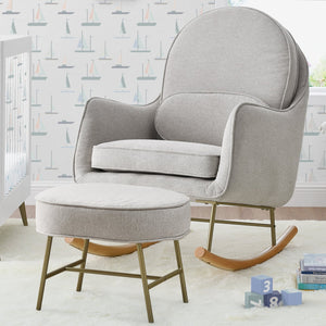Limestone with Melted Bronze & Natural (1419) 12-Ella Rocker & Ottoman with LiveSmart Evolve Fabric