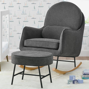 Stone Grey with Black & Natural (1420) 26-Ella Rocker & Ottoman with LiveSmart Evolve Fabric