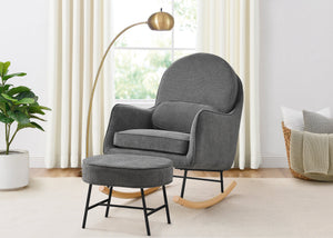 Stone Grey with Black & Natural (1420) 12-Ella Rocker & Ottoman with LiveSmart Evolve Fabric