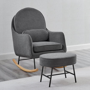 YourPick: Stone Grey with Black & Natural (1420) 2-Ella Rocker & Ottoman with LiveSmart Evolve Fabric
