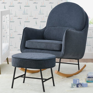 Slate Blue with Black & Natural (1421) 21-Ella Rocker & Ottoman with LiveSmart Evolve Fabric