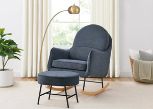 Slate Blue with Black & Natural (1421) 8-Ella Rocker & Ottoman with LiveSmart Evolve Fabric