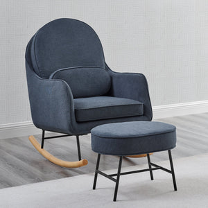 YourPick: Slate Blue with Black & Natural (1421) 1-Ella Rocker & Ottoman with LiveSmart Evolve Fabric