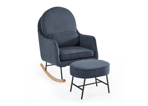 Slate Blue with Black & Natural (1421) 9-Ella Rocker & Ottoman with LiveSmart Evolve Fabric