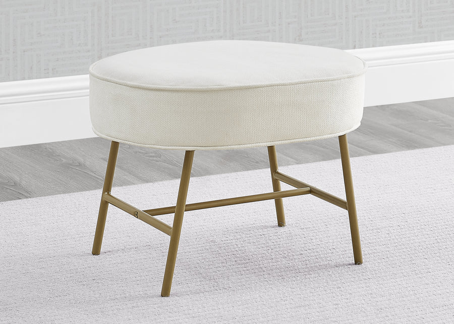Ella Ottoman with LiveSmart Evolve Fabric Ivory with Melted Bronze (789) 1-Ella Ottoman with LiveSmart Evolve Fabric