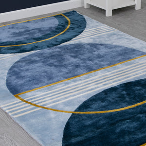 Assorted (999) 9-Blue Abstract Hand-Tufted Area Rug 5x8