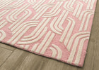 Pink and Grey (929) 2-Rose Links Hand-Tufted Wool Blend Area Rug 5x8