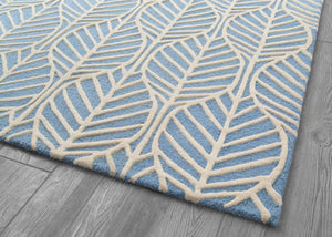 Assorted (999) 2-Blue Palm Hand-Tufted 100% Wool Area Rug 5x8