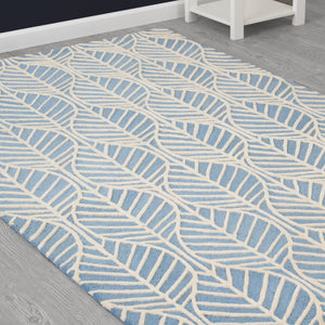 Assorted (999) 18-Blue Palm Hand-Tufted 100% Wool Area Rug 5x8