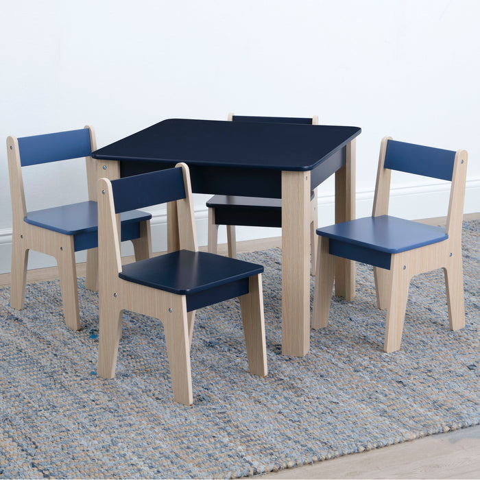 Navy & Natural (1270) 0-GapKids Table and 4 Chair Set